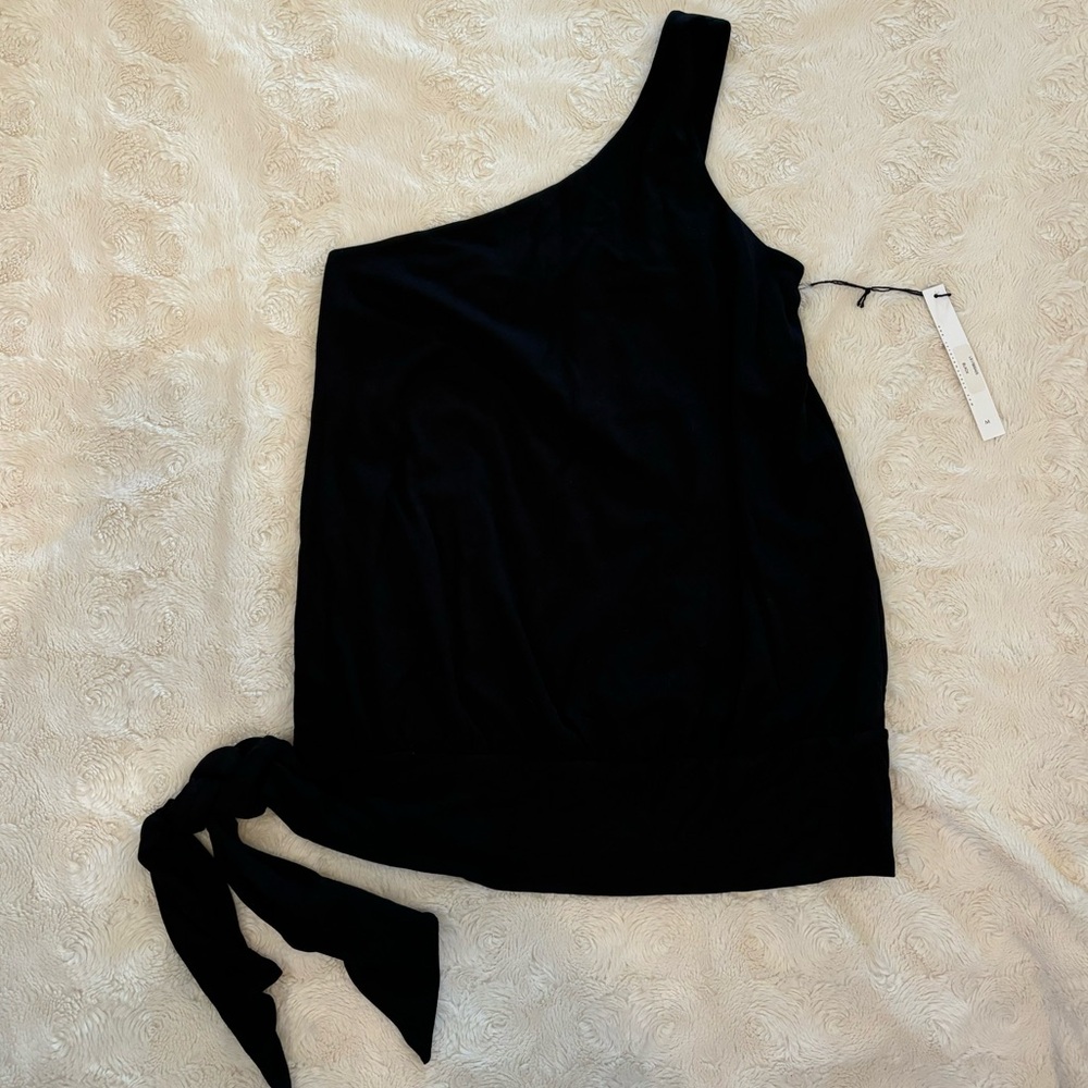 Susana Monaco Black One-Shoulder Blouse